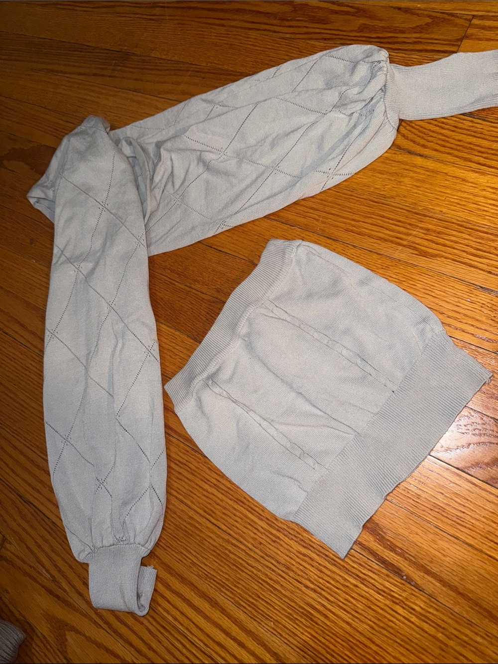 Light Gray Knit Two-Piece Top Set